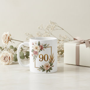 Luxe bloemige 90e verjaardag commemoration koffiemok
