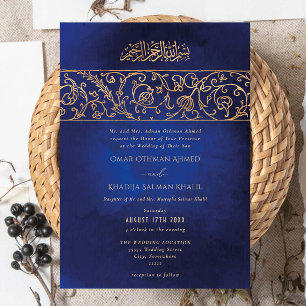 Luxe Bloemrijke Gouden Blauwe Islamitische Moslim  Kaart