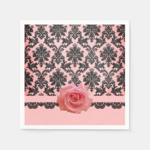 Luxe Bloom Roos Roze Damast Servetten