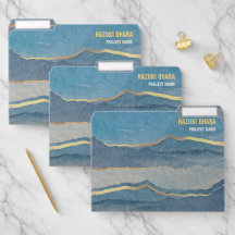 Luxe Blue Gold Mountains Sky landschap