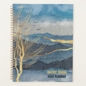 Luxe Blue Gold Watercolor Mountain (Devant)