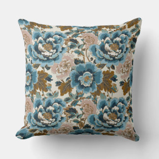 Luxe Blue Peony Floral Sierkussen