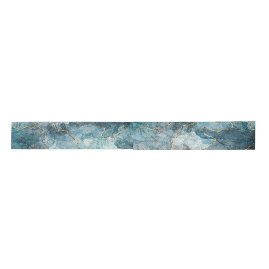Luxe Blues, Wit & Goud Metallic Zijden Lint (Voorkant)