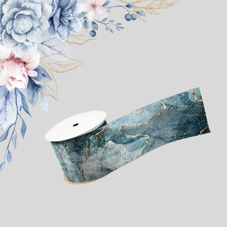 Luxe Blues, Wit & Goud Metallic Zijden Lint