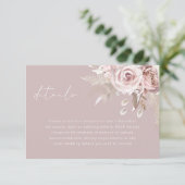 Luxe Blush Bloemen Elegante Bruiloft Details Informatiekaartje (Staand voorkant)