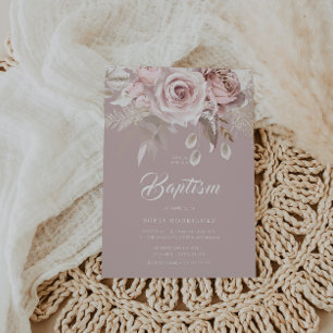 Luxe Blush Bloemen Premium Doop Kaart