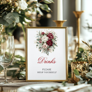 Luxe Blush Burgundy Drinken Tafel Decoratie Bord
