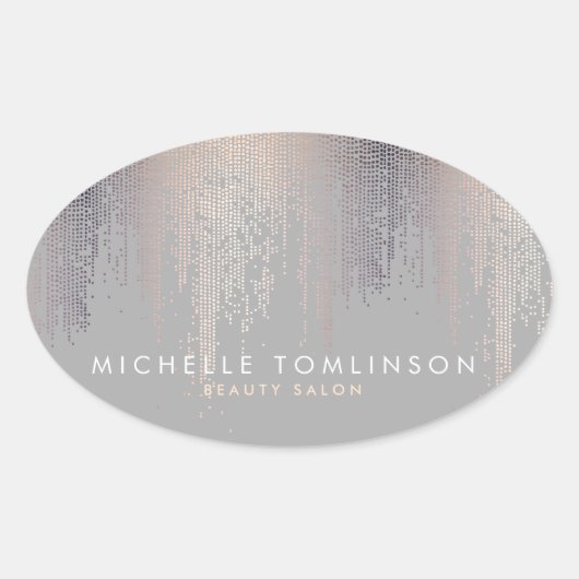 Luxe Blush Confetti Rain Pattern Grey Ovale Sticker (Voorkant)