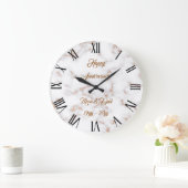 Luxe Blush Glitter Roze Wit Marmer Aanpasbaar Grote Klok (Huis)