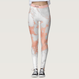 Luxe Blush Glitter White Pink Marmer Voeg tekst to Leggings