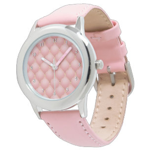 Luxe Blush Pink Rose Gold Diamond Tufted Watch Horloge