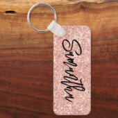 Luxe Blush Roos Gold Glitter Sleutelhanger (Voorkant)