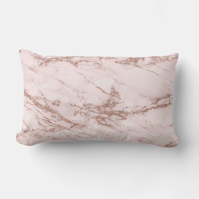 Luxe Blush Roos Roze Glitter Marble Cotton Kussen (Voorkant)