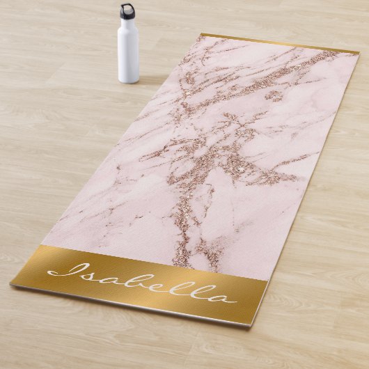 Luxe Blush Roos Roze glitter Marble past aan Yogamat (In situ)