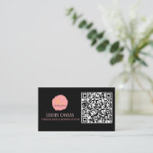 Luxe Blush rose QR Code Carte de visite de beauté (Debout devant)