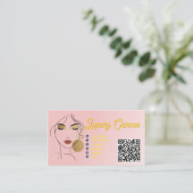 Luxe Blush rose QR Code Carte de visite de beauté