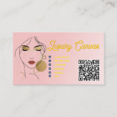 Luxe Blush rose QR Code Carte de visite de beauté (Devant)