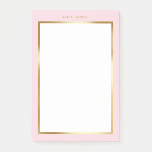 Luxe Blush Roze & Goud Lijst Modern Monogram Post-it® Notes (Voorkant)