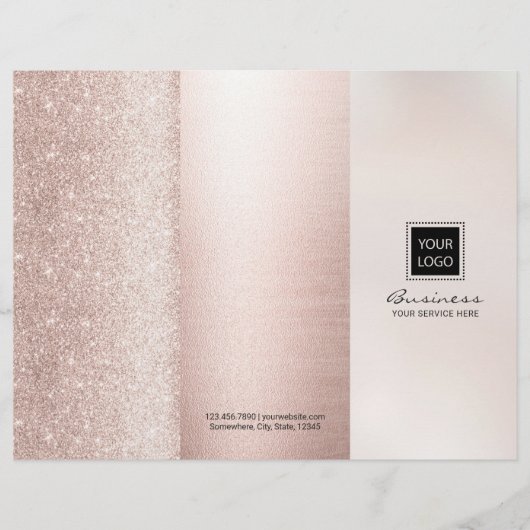 Luxe Blush Roze Gouden Schoonheidssalon Tri-fold (Voorkant)