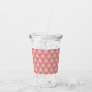 Luxe Blush Roze Rose Gold Diamond Tufted Patroon Acryl Drinkbeker