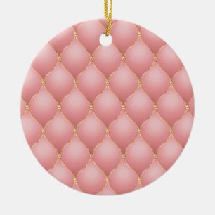 Luxe Blush Roze Rose Gold Diamond Tufted Patroon Keramisch Ornament
