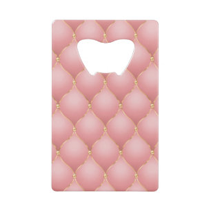 Luxe Blush Roze Rose Gold Diamond Tufted Patroon Kredietkaart Flessenopener