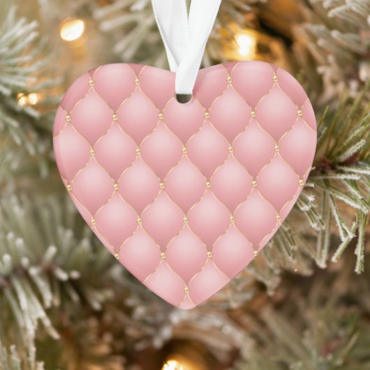 Luxe Blush Roze Rose Gold Diamond Tufted Patroon Ornament (Boom)