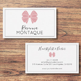 Luxe Blush Roze Strik Dunne Rand Custom Chic Visitekaartje