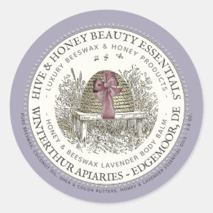 Luxe Body Balm Label Lavender met Skep en Bow