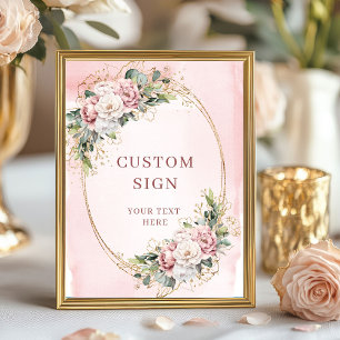 Luxe Boheemse Stof Roze Eucalyptus Aangepast Bord Poster