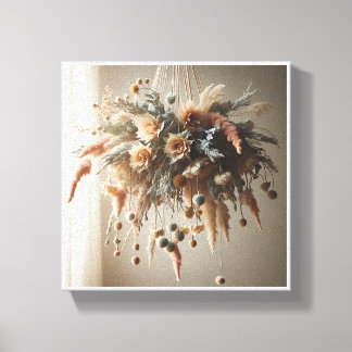 Luxe Boho Hangend Boeket - Ethische Gedroogde Bloe Canvas Afdruk