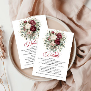 Luxe Boho Marsala Bloemige Eucalyptus Goud Info Informatiekaartje