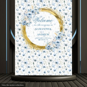 Luxe Boho Stofblauw Gouden Huwelijksfotoprop Wandkleed