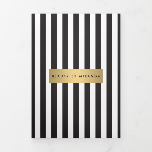 Luxe Bold Black and White Stripes Brochure Drieluik Kaart (Cover)