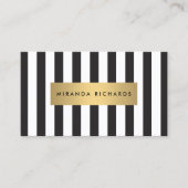 Luxe Bold Black and White Stripes met Gold Bar Visitekaartje (Voorkant)