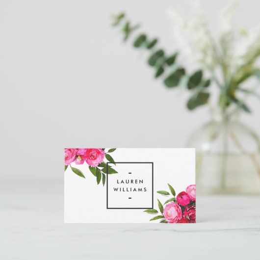 Luxe Bold Waterverf Rozen Visitekaartje (Staand voorkant)