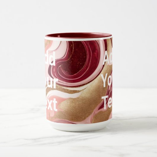 Luxe bordeaux gouden wervelingen aangepaste tekst mok (Midden)