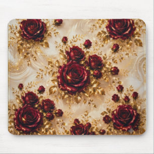 Luxe bordeauxrode rozen & gouden vierkante muismat