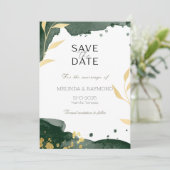 Luxe Botanical Green Enregistrer la date Carte Mar (Debout devant)