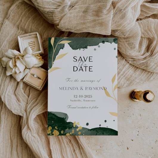 Luxe Botanisch Groen Save the Date Wedding Kaart