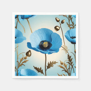 Luxe Botanische Blauwe Klaproos Servet