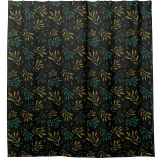 Luxe botanische patroon met gouden en groene blade douchegordijn