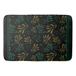 Luxe botanische patroon van gouden en groene blade badmat