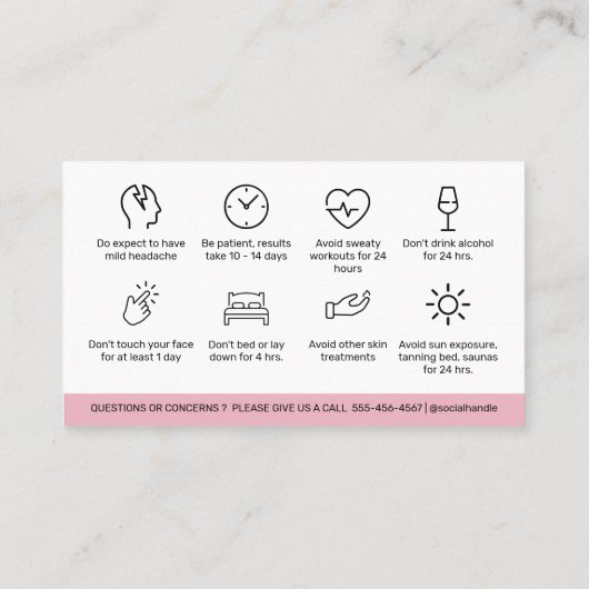 Luxe Botox Lip Filler Nastruction Card Visitekaartje (Achterkant)