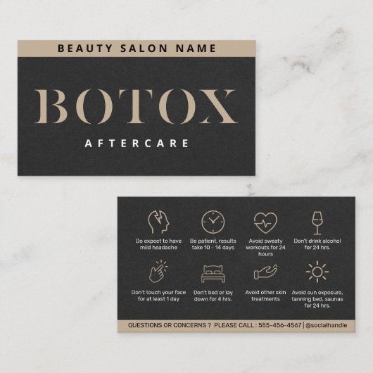 Luxe Botox Lip Filler Nastruction Card Visitekaartje (Voorkant / Achterkant)