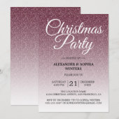Luxe Bourgogne Glitter Ombre Kerstfeest Kaart (Voorkant / Achterkant)