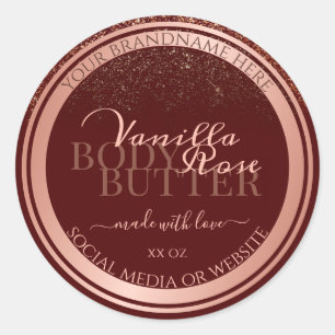 Luxe Bourgogne Product Verpakkingslabels Roos Gold Ronde Sticker