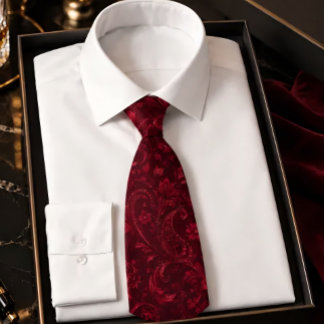 Luxe Bourgondië Damast Naadloos Patroon – Elegant Stropdas