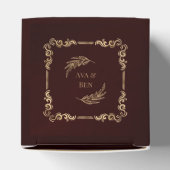 Luxe Bourgondië en goud bloeit bruiloft Bedankdoosjes (Bovenkant)