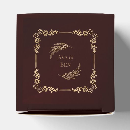 Luxe Bourgondië en goud bloeit bruiloft Bedankdoosjes (Bovenkant)